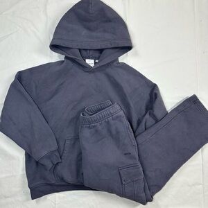 Aritzia Sweatfleece Cozy Fleece Matching Set Cargo Sweatpants Hoodie Size Small